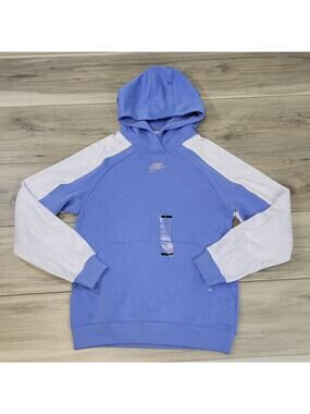 Nike Pullover Hoodie Kids Large Polar/Grey/Guava Ice Sportswear Club Colorblock